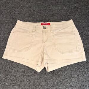 Unionbay Delaney 3" Stretch Shorts Womens 9 Beige Mid Rise Pockets Summer Y2K